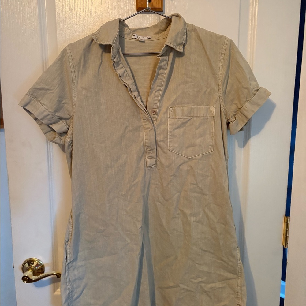 Casual light green Shirt Dress